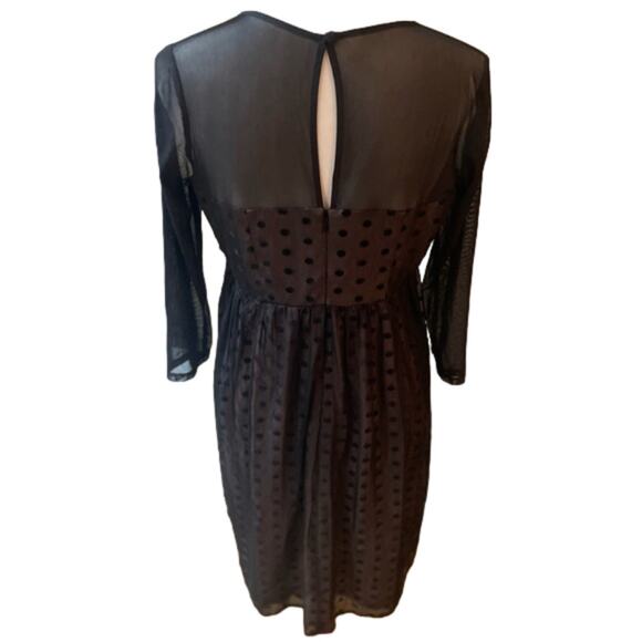Motherhood Maternity Occasion Fit Flare Polka Dot Black Blush Dress Size Small - Picture 7 of 8